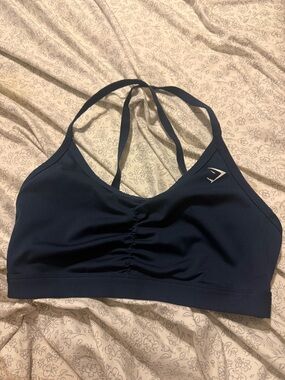 Gymshark Navy Ruched Strappy Sports Bra